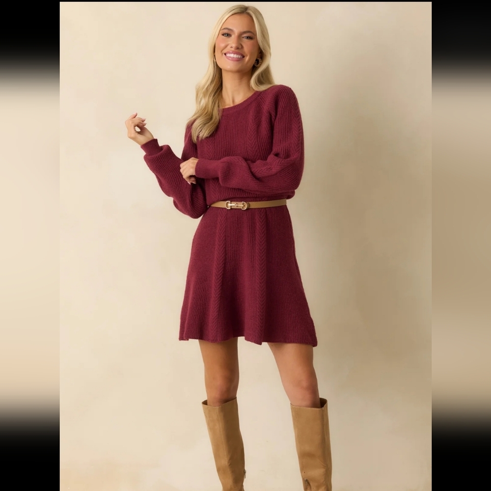 NWT Burgundy Knit Sweater Dress